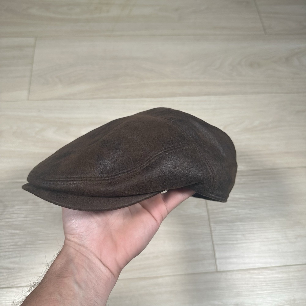 HH Henschel Hat Co Mens XL Newsboy Cap Brown Lined Polyester Flat Cap Solid